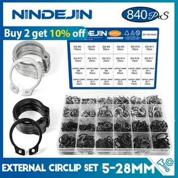 NINDEJIN C klip dış circlip yapış İstinat yüzük seti paslanmaz çelik karbon çelik 5-28mm mil için circlip seti