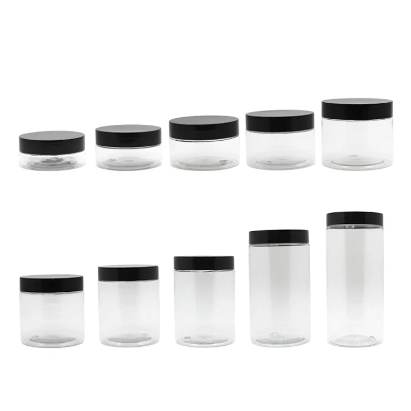 

24pcs 50g 80g 100g 120g 150g 200g 250g 300g 400g 500g Empty Cosmetics Cream Container Clear PET Jar Brown Bottles With Screw Cap