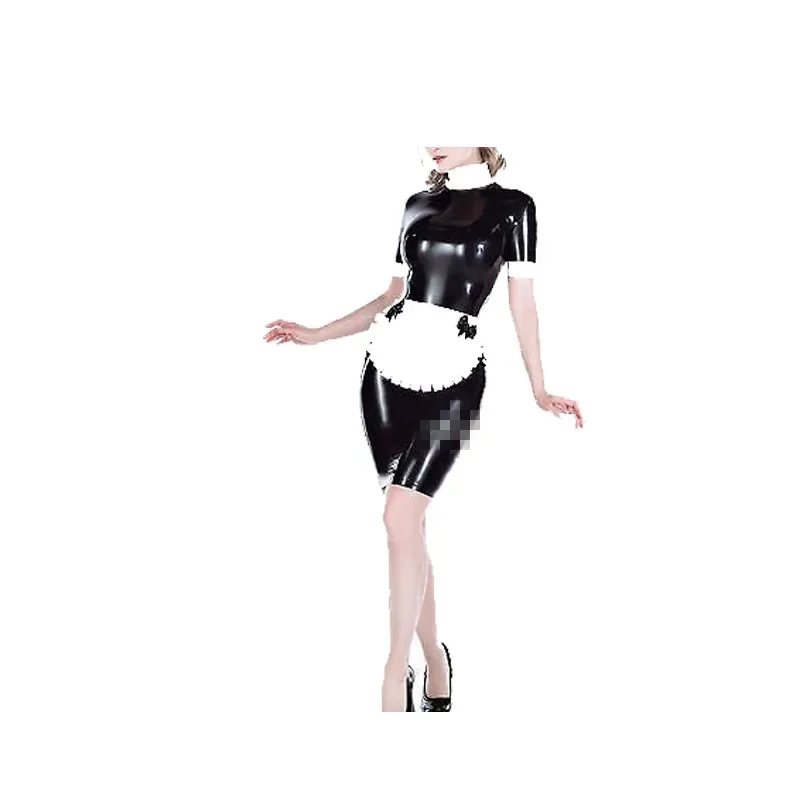 

Latex Rubber Gummi Women Black Tight Handsome Skirt Drees Size XS-XXL