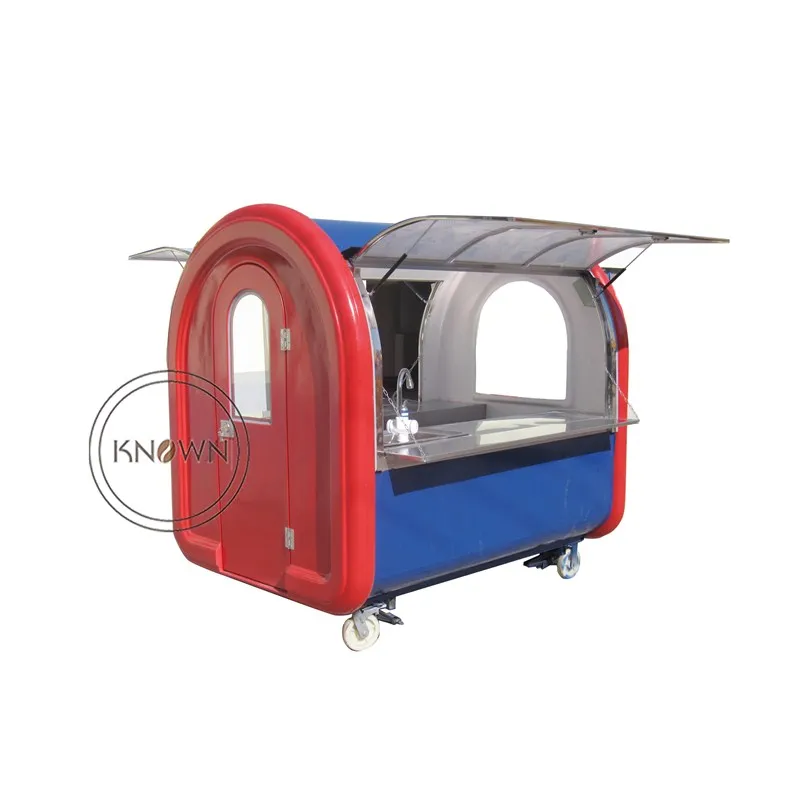 CFR shipping by sea 2 colors 2.2m length street food kiosk cart for sale with inside snacks machine optional