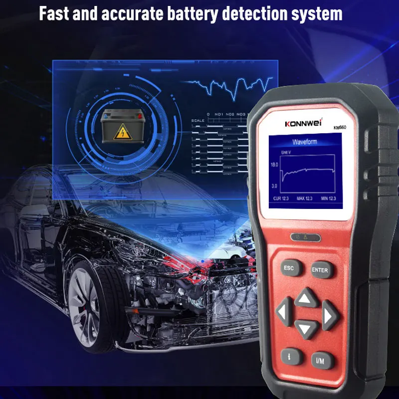 KONNWEI KW860 OBD2 Diagnostic Tool And Professional Battery Tester For Cars I/M Readiness Oil Lamp Error Code Reader Auto Tools