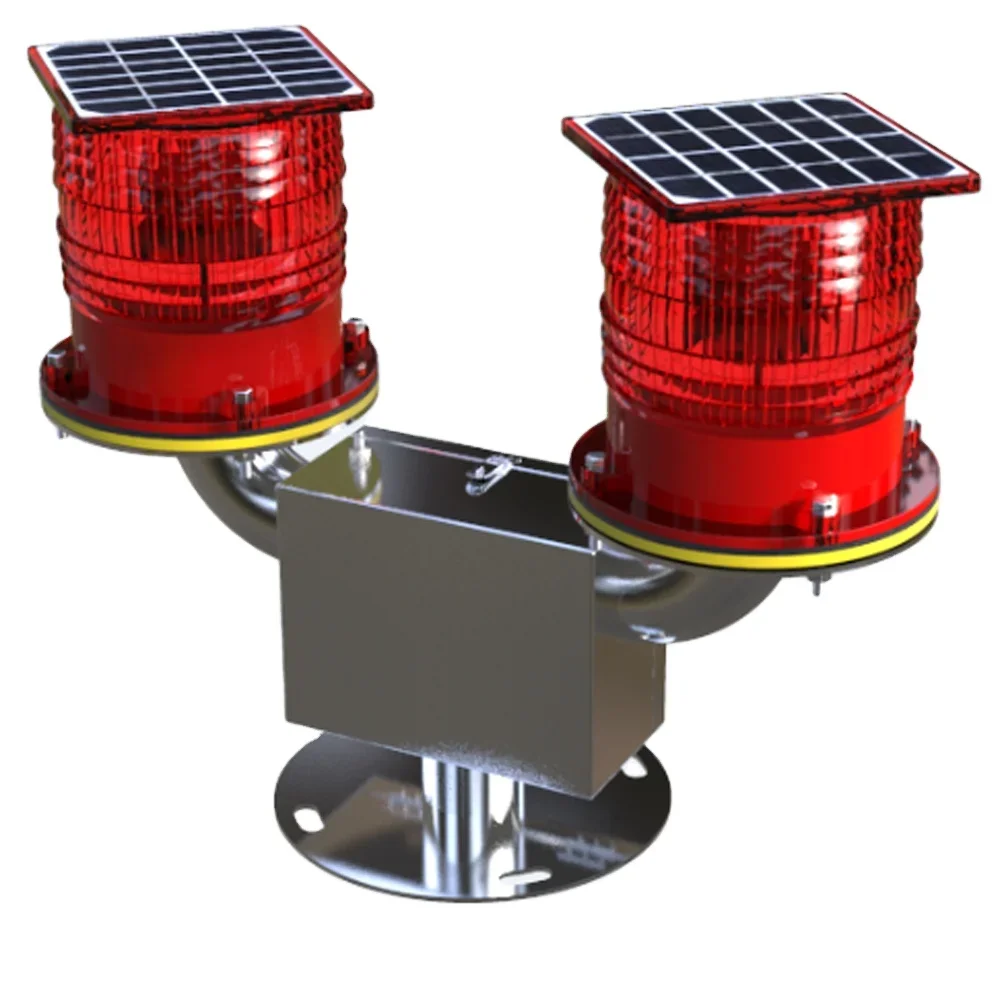 Dual system LED Aircraft warning light system  solar power  low intensity type b obstacle light on Bridge/Pipe Line