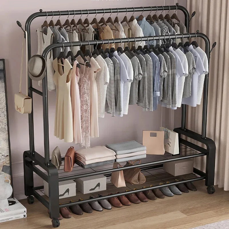 Gold Shelf Burra Clothes Rack Hall Industrial Clothing Drawer Large Couple Wardrobe Hanger Coats Boutique Iron Storage Extension