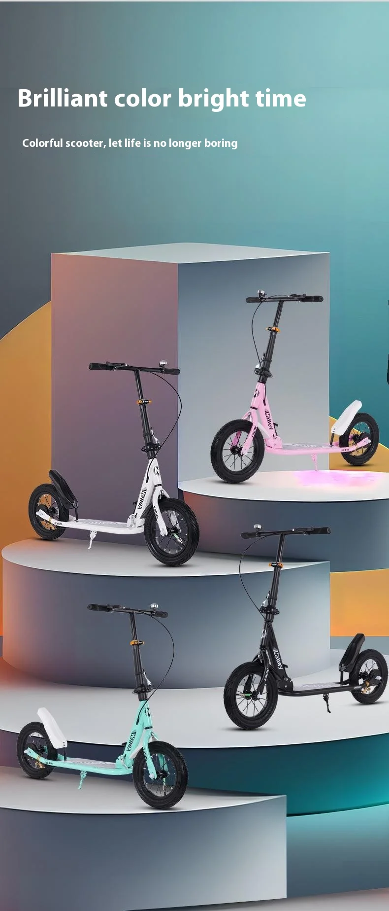 Faltbarer Erwachsenen-Roller mit Handbremse, Großes Rad, Zweirad-Stadtroller für Jugendliche und Berufstätige, Brandneues Modell – Detail 11
