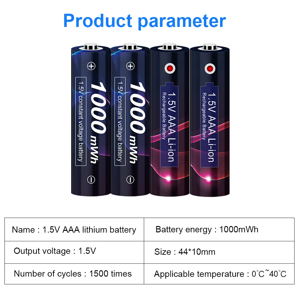 Ajnwnm-リチウム電池,1000 mAh,1.5V,大容量,オリジナル,8スロット,充電器付き,1.5V,4個