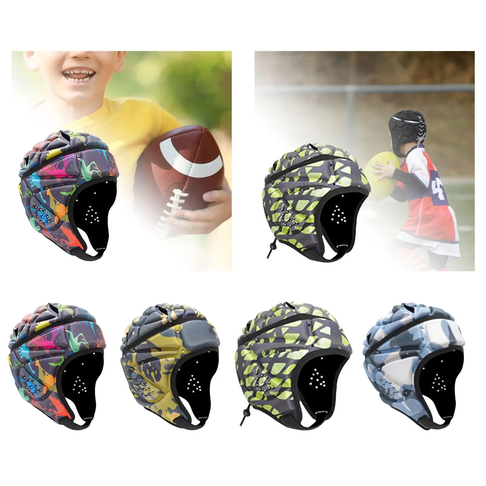 Rugby Headgear Children Youth Padded for Roller Skating Baseball Green