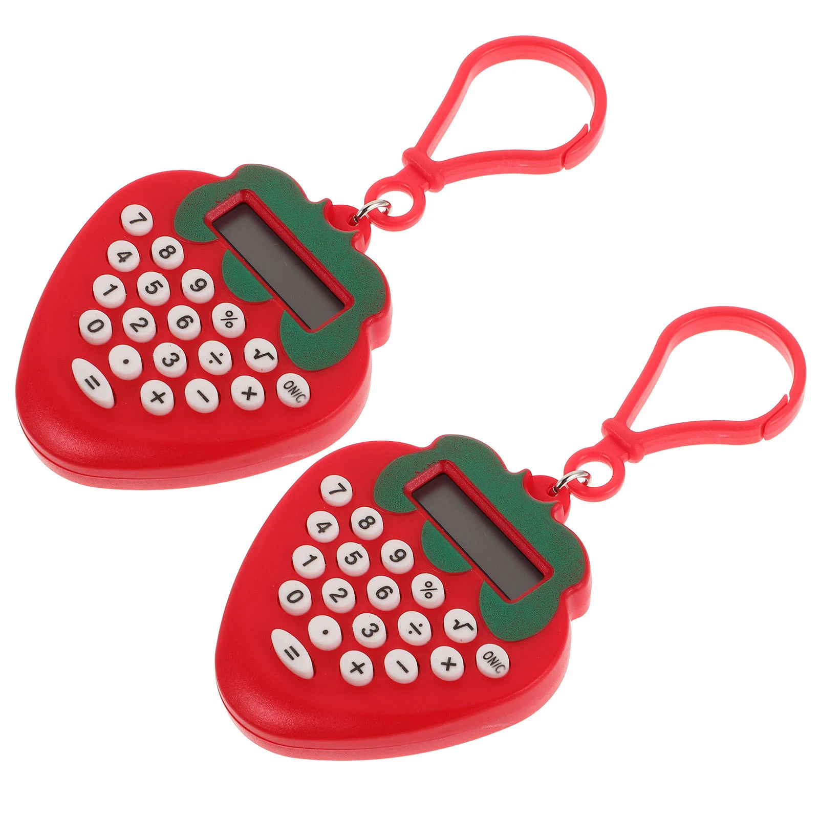 2 Pcs Mini Calculator Kids Fun Small Handheld Cute Strawberry Kawaii Pendant Abs Pocket Size Student Electronic