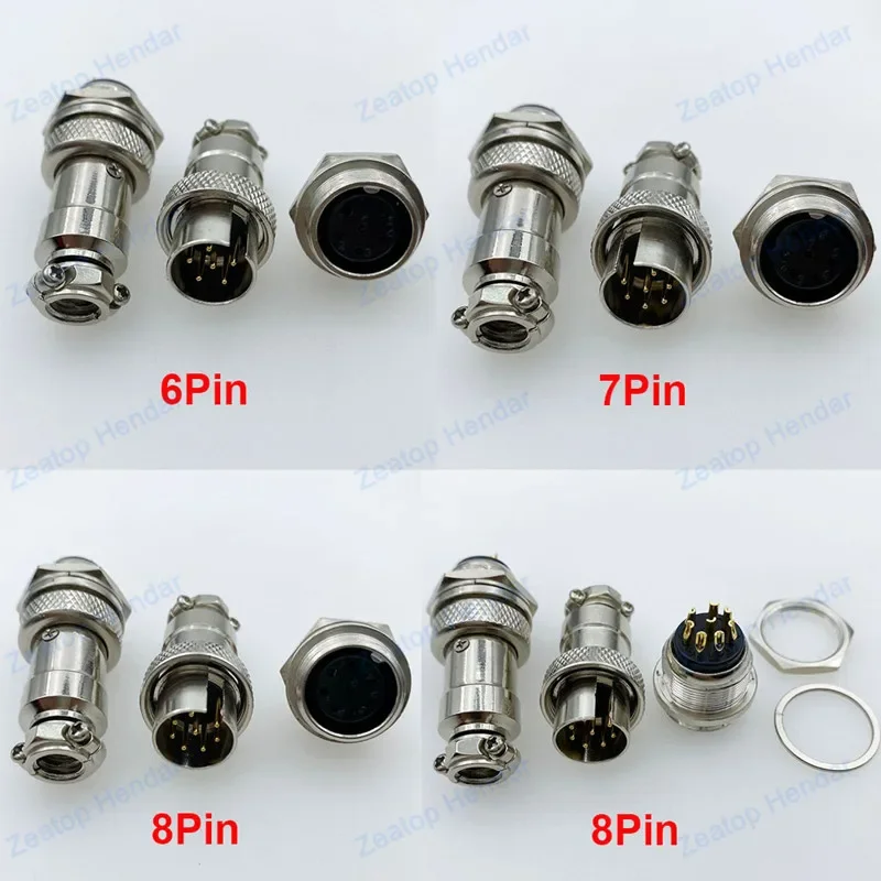 موصلات لحام الصناعية ، المكونات الذكور Socket الإناث ، النحاس ، دبوس الذهب ، 2 دبوس ، 3 دبوس ، 4 دبوس ، 5 دبوس ، 6 دبوس ، 7 دبوس ، 8 دبوس ، 16 مللي متر ، GX16 ، 1 قطعة #6