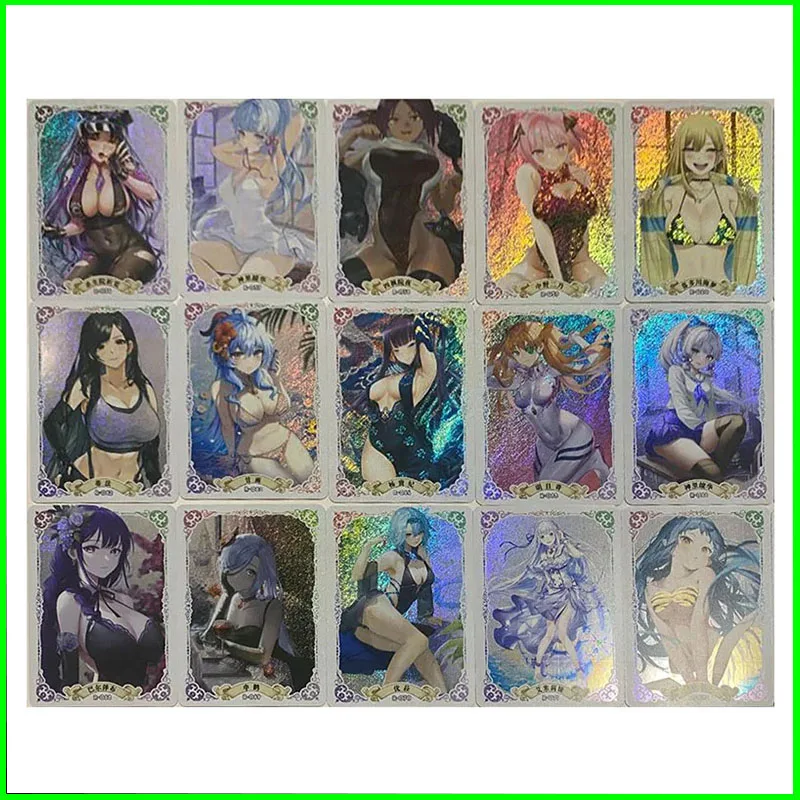 

Anime Characters DIY Collectible Cards Tatsumaki Nami EM Maio Hu Tao Laser Flash Card Boy Game Toys Christmas Birthday Presents