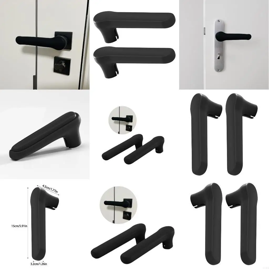2Pcs Silicone Door Handle Cover Anti Static Design Door Handle Sleeve Skin for Baby Safety and Scratch Protections L8RB
