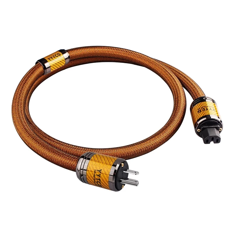 YYTCG Hi-End HiFi Stromkabel 7N OCC versilbert EU/US audiophile Kohlefaser rhodiniert Stecker Verstärker Filter Stromkabel 4