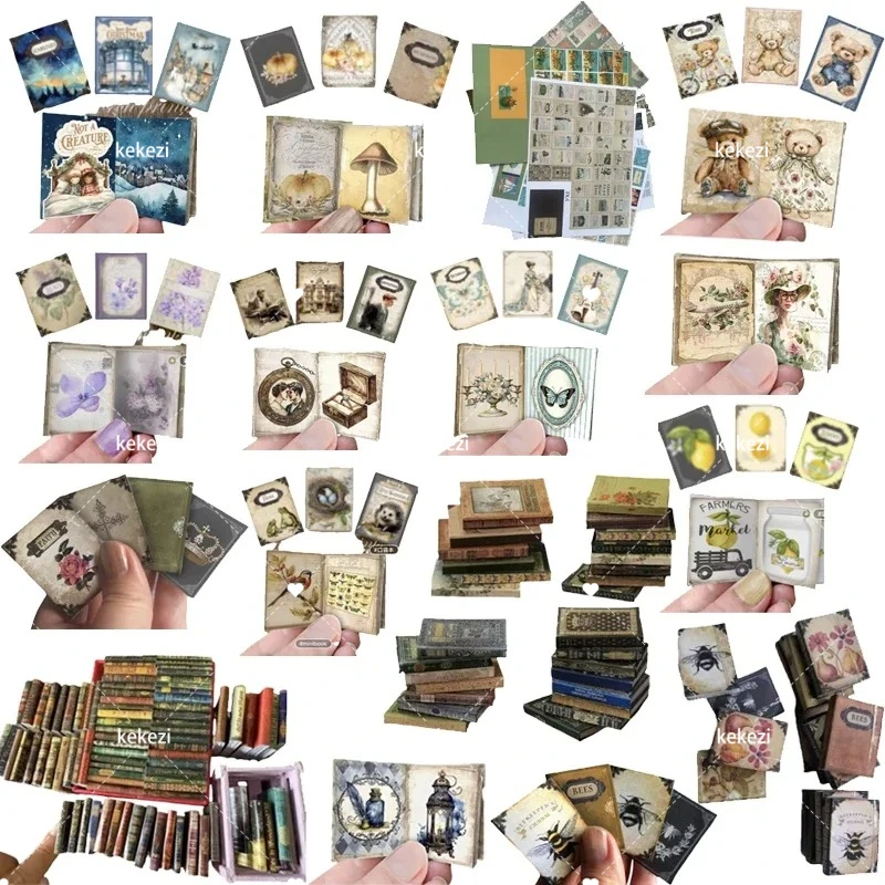 Miniature Book Mini Hardcover Books Pocket Book Doll Miniature Dollhouse Books Study Room Decoration