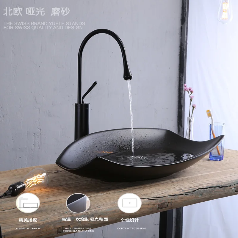 

Top Basin Matte Black Basin, Washbasin, Washbasin Bathroom Nordic Personality Creative Washbasin