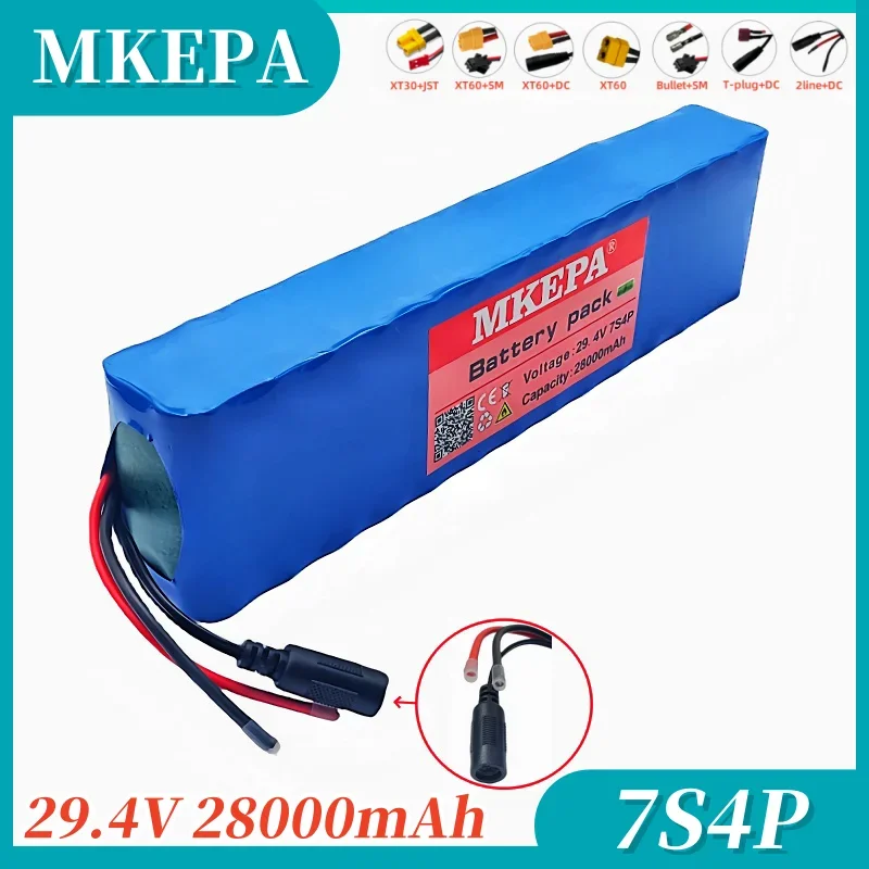 Mkepa-充電式リチウムイオンバッテリーパック,低電力,28000mah,18650,7s4p,29.4v