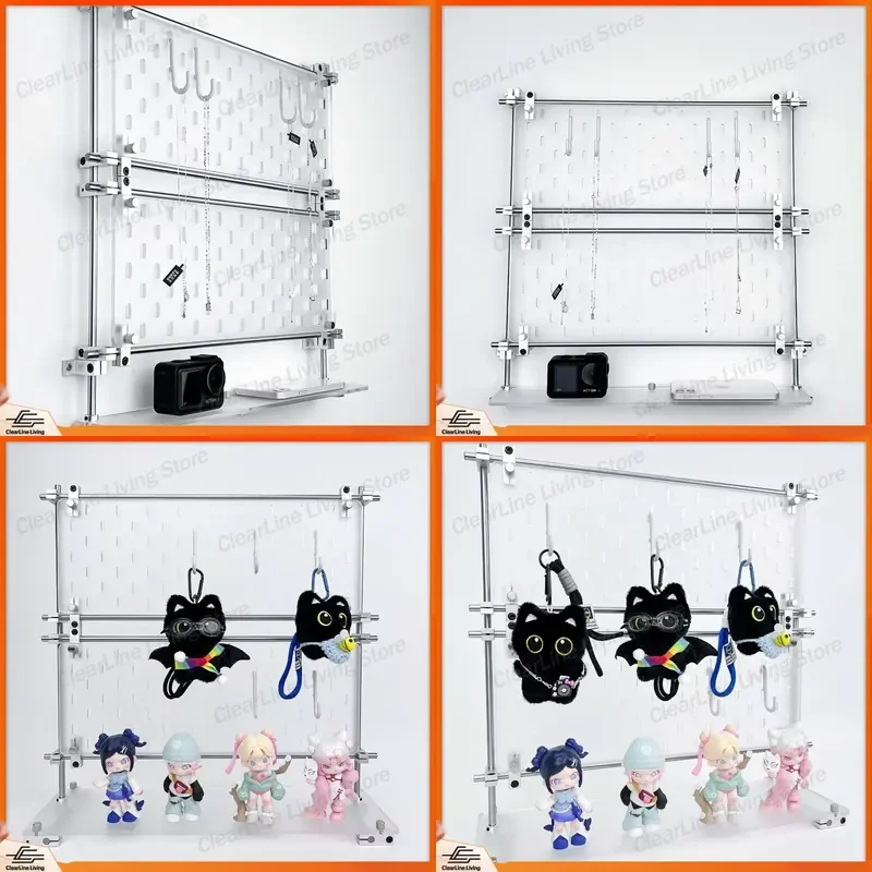 for Light Shaft Acrylic Pegboard Wall Mount Organizer Multifunctional Storage Rack Desktop Display Holder Office Sundry
