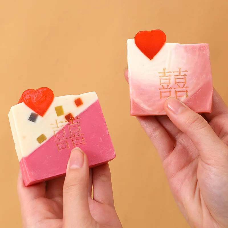 Home Hand Love Double Happiness Process Gift Box Wedding Favors Xi Cold Handmade Soap