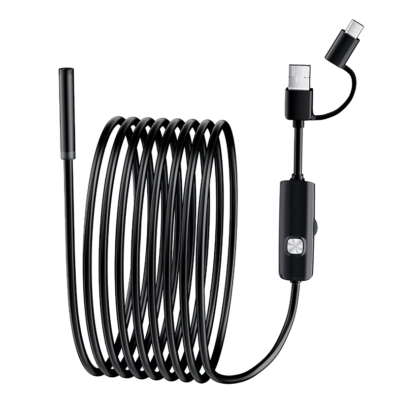 Mini Camera 7mm 2M Hard Wire Android Type-C USB Car Detection Camera Pipeline Detection Waterproof Endoscope Adjustable Cable