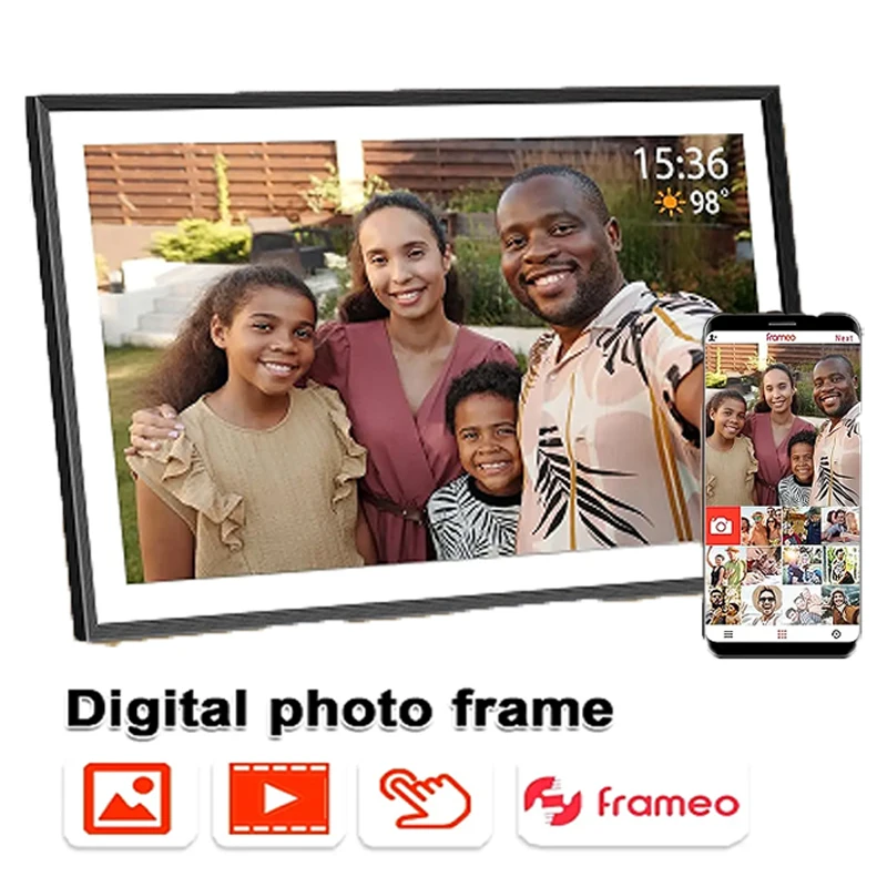 إطار الصورة الرقمية 15.6 بوصة 32 جيجابايت واي فاي شاشة كبيرة HD تعمل باللمس IPS 1920*1080 إطار ذكي إطار تدوير تلقائي هدايا عيد الميلاد