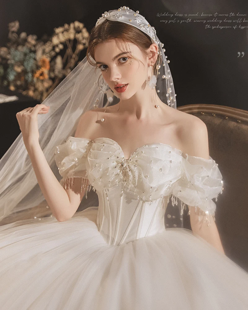 Ball Gown Wedding Dress With Cape New Arrivals Off The Shoulder Short  Sleeve Sweetheart Neck Lace Up Back Shiny Pearls Crystal Princess Ball Gown  Wedding Dress AliExpress 320