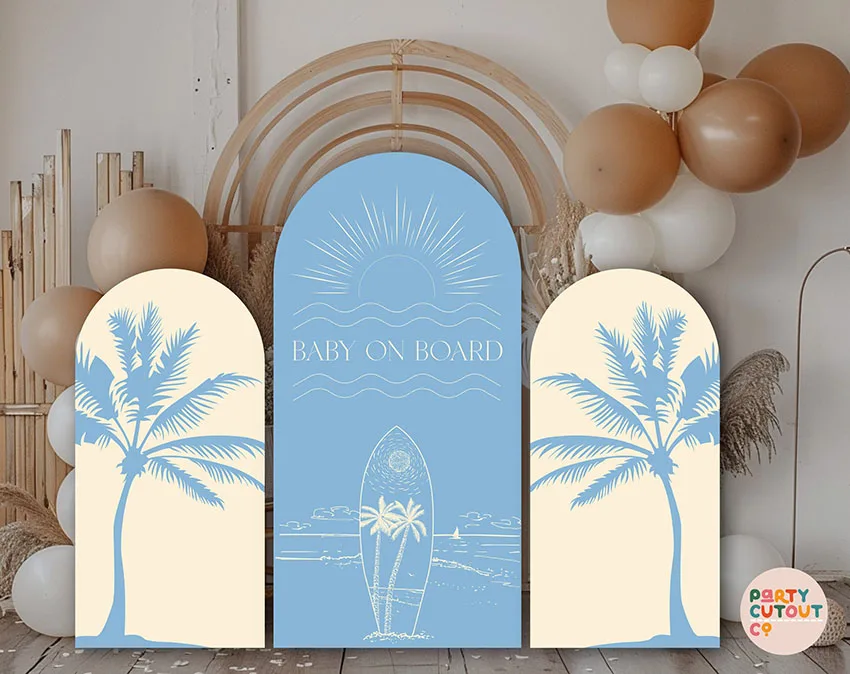 

Mehofond на заказ, 2-сторонняя пляжная доска для серфинга, детская на борту, для мальчика, дня рождения, детского душа, чехол, арка Chiara, фон для декора, фон