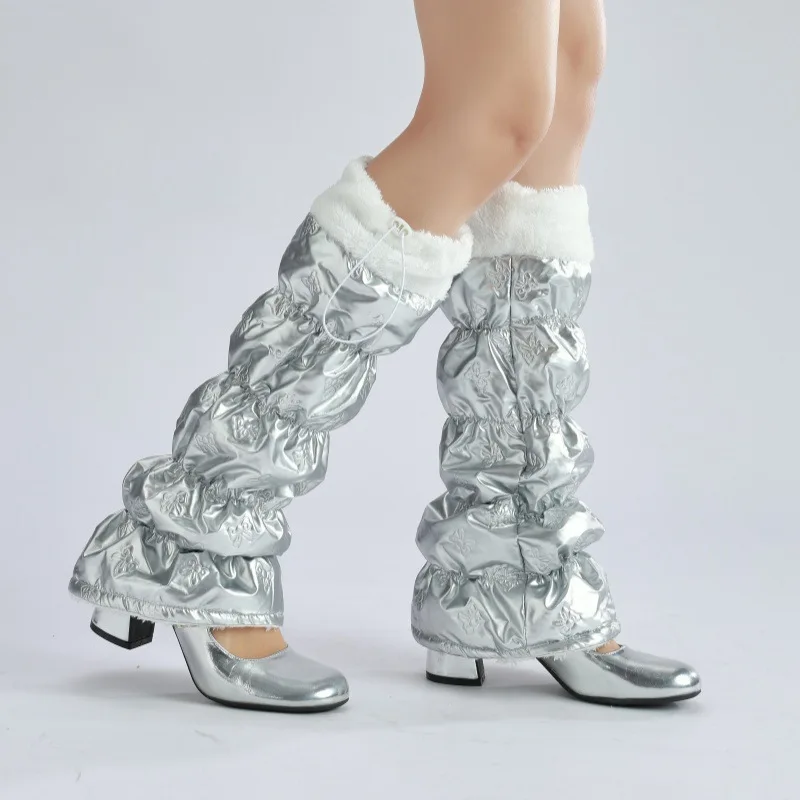 طماق الدافئة منصات الركبة لركوب الدراجة الرياضة في الهواء الطلق يندبروف سستة منصات الركبة سميكة تقليد طماق غطاء أحذية