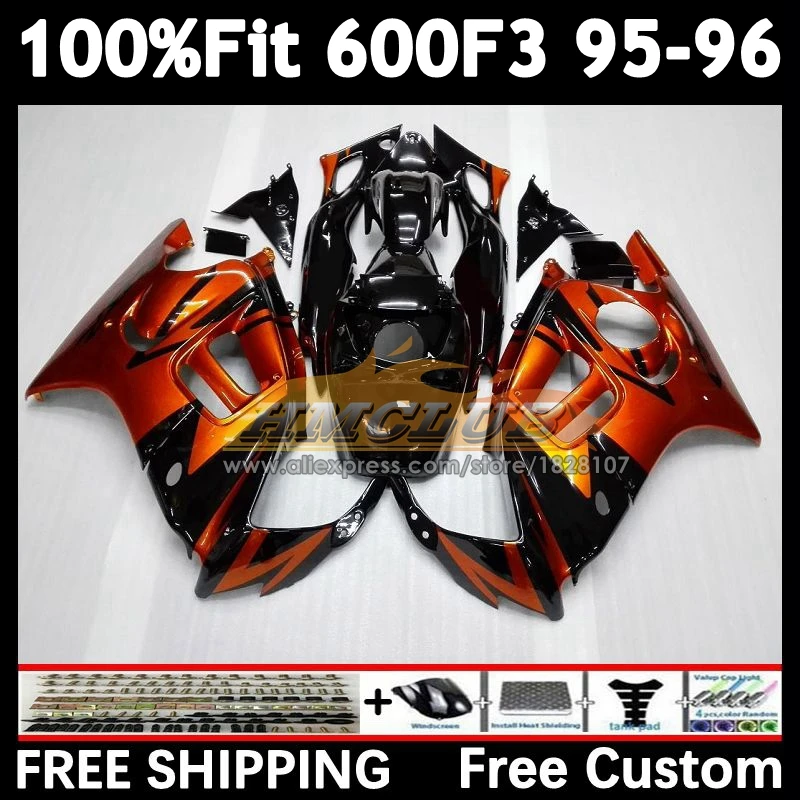 Orange light Injection Fairing +Tank For HONDA CBR 600F3 600 F3 FS CBR600F3 95 96 56No.136 CBR600FS CBR600 F3 1995 1996 OEM Body