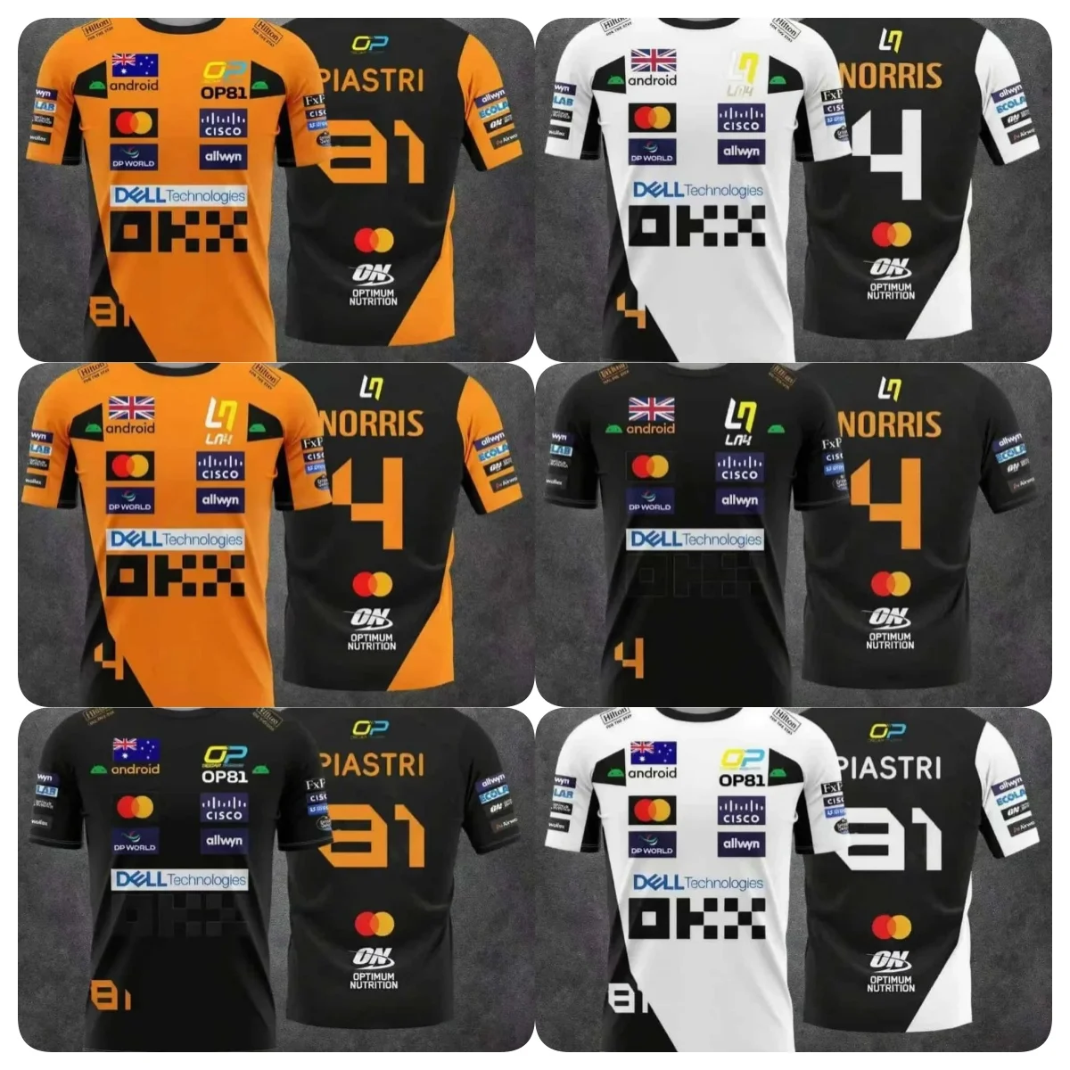 2026Racing Suit Lando Norris Fashion Sportive Breathable Men's T-Shirt Racing Style Breathable Quick-Drying Suitable for Cycling