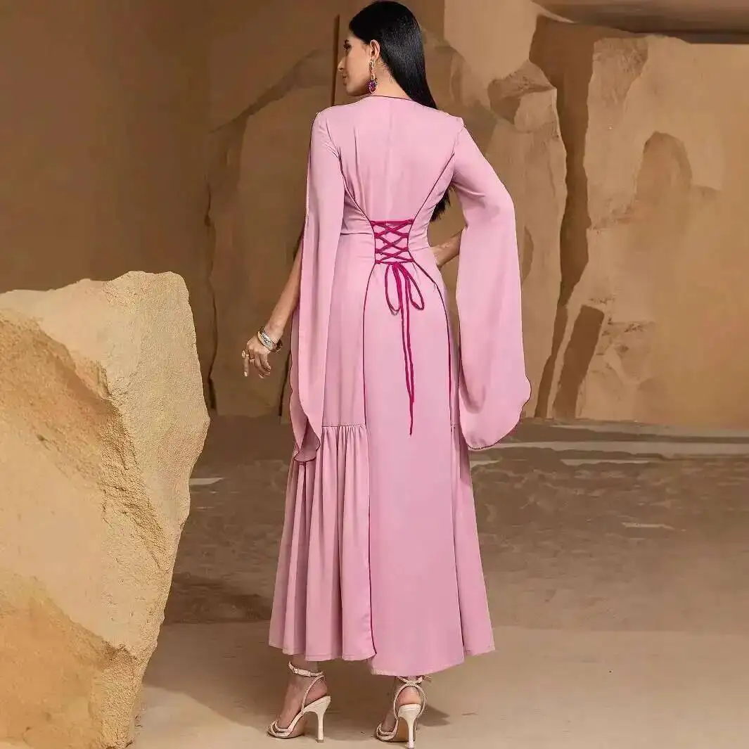 

Fashion Dubai Muslim Ba5039 Fashion Abaya Handmade Beaded Women's Clothing Robe Abaya Ramadan Dubai Luxury Islam Elegant