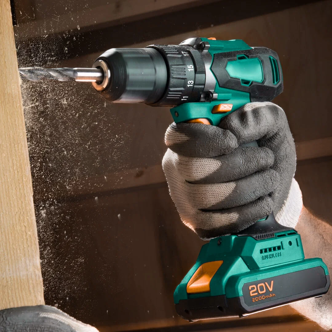 

2025OEM 20v Lithium Battery Brushless Power Drills Power Tools Combo Set Cordless Drill Set
