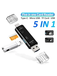 5 in 1 Multifunction USB 3.0 Type-C/Usb /Micro Usb/Tf Memory Card Reader High-speed Computer OTG Card Reader Adapter Cardreaders