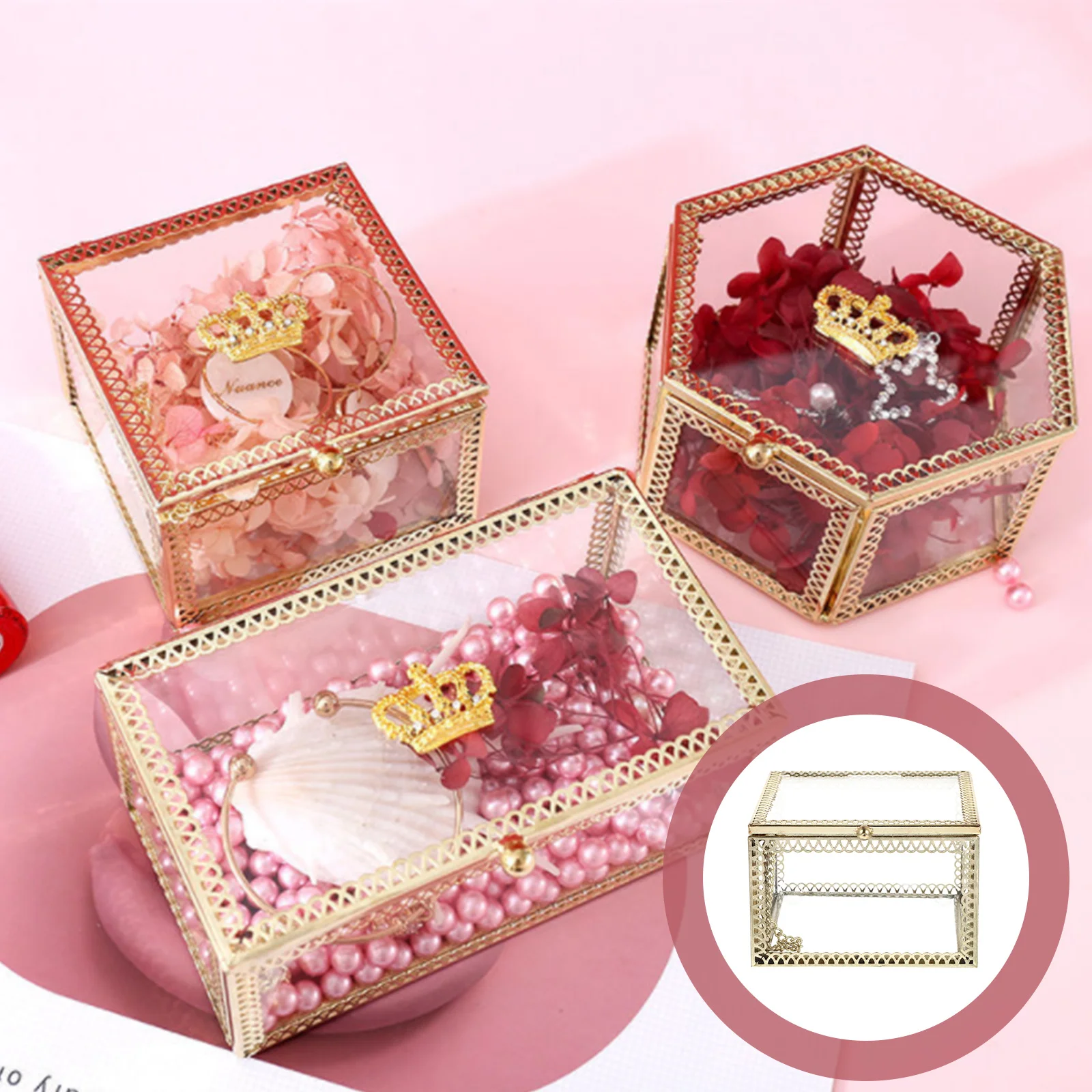 

Geometrical Shaped Jewelry Box Acrylic Earrings Holder For Necklace Bracelet Ring Storage Desktop Ornament Decorative