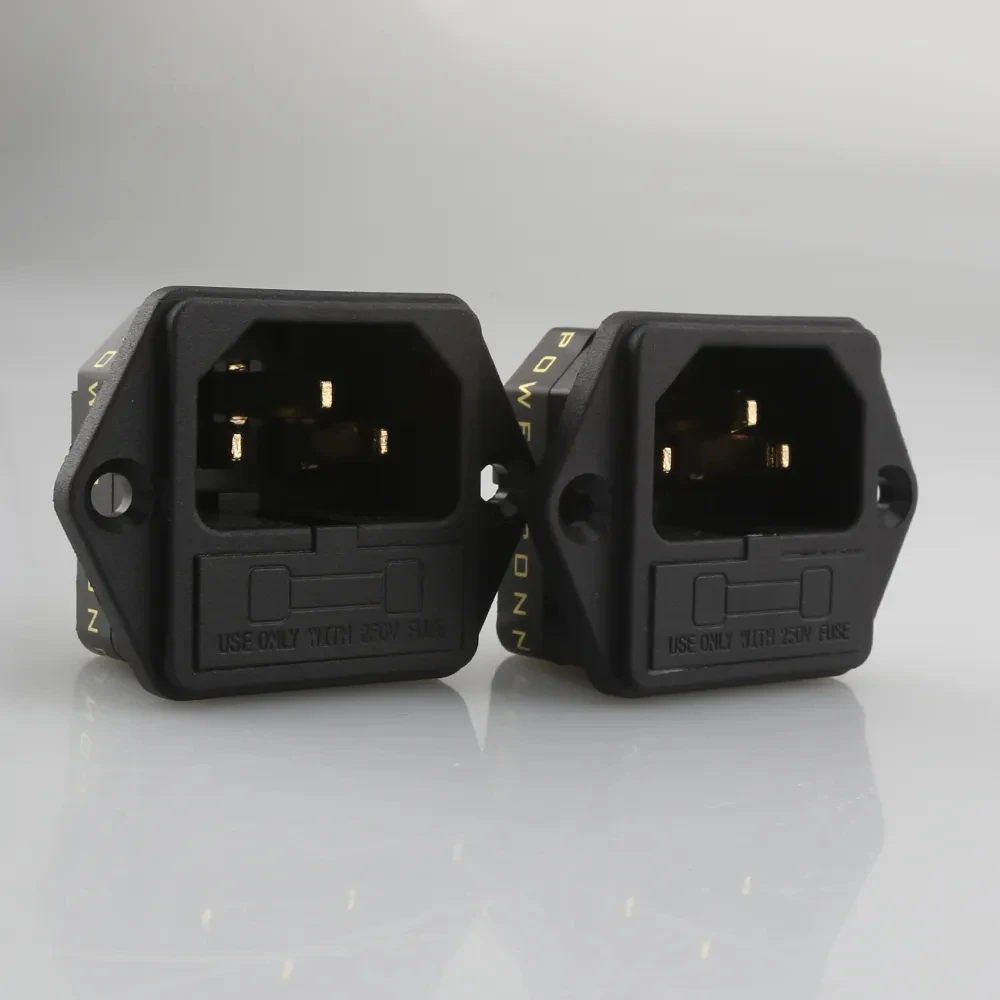 FI-03G 24K مطلية بالذهب IEC AC Inlet IEC مقبس الإدخال مع مقبس لحام HIFI مع الصمامات