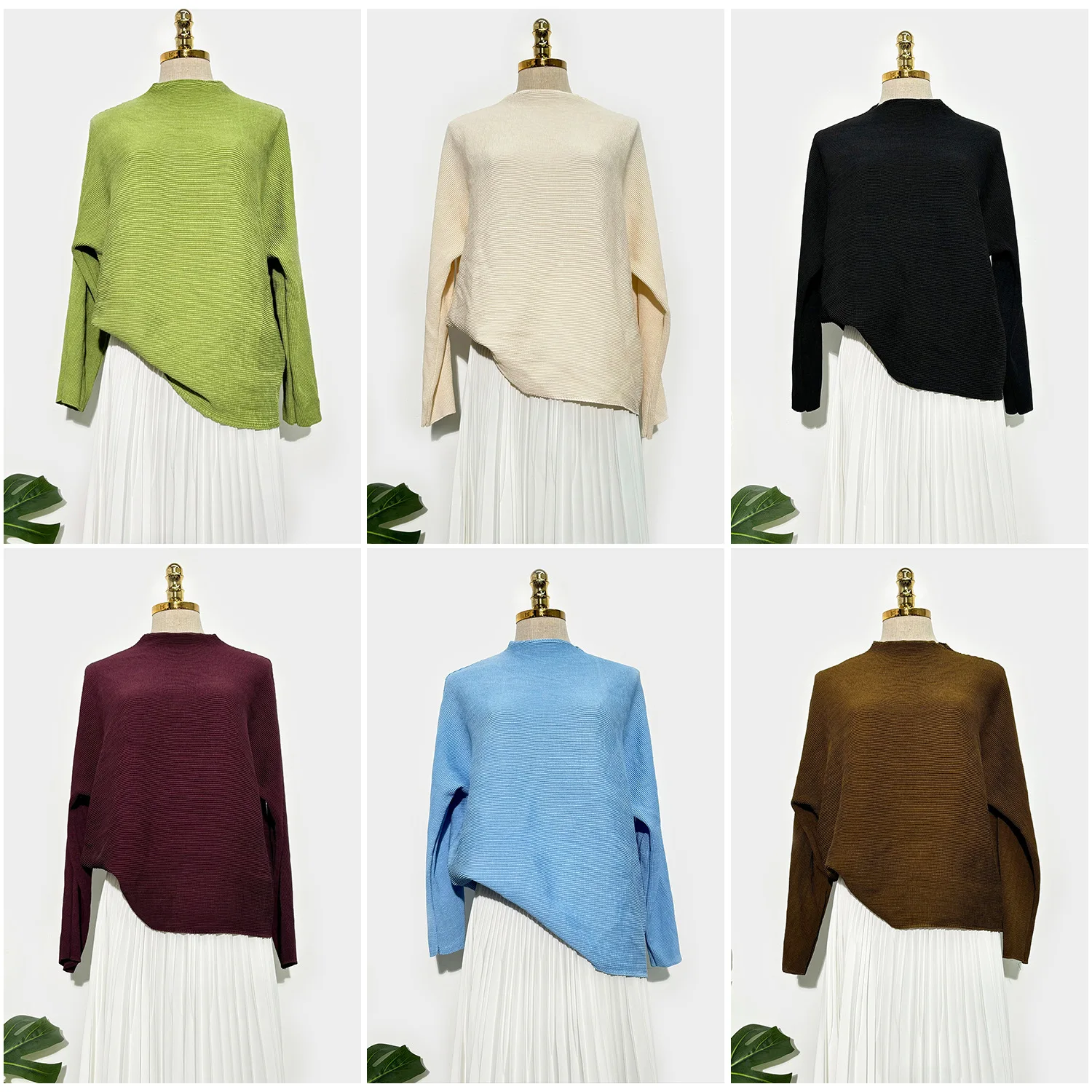 

Miyake Pleated Comfortable Simple Top for Autumn and Winter 2025, Loose and Fashionable Versatile Bat Long Sleeved T-shirt