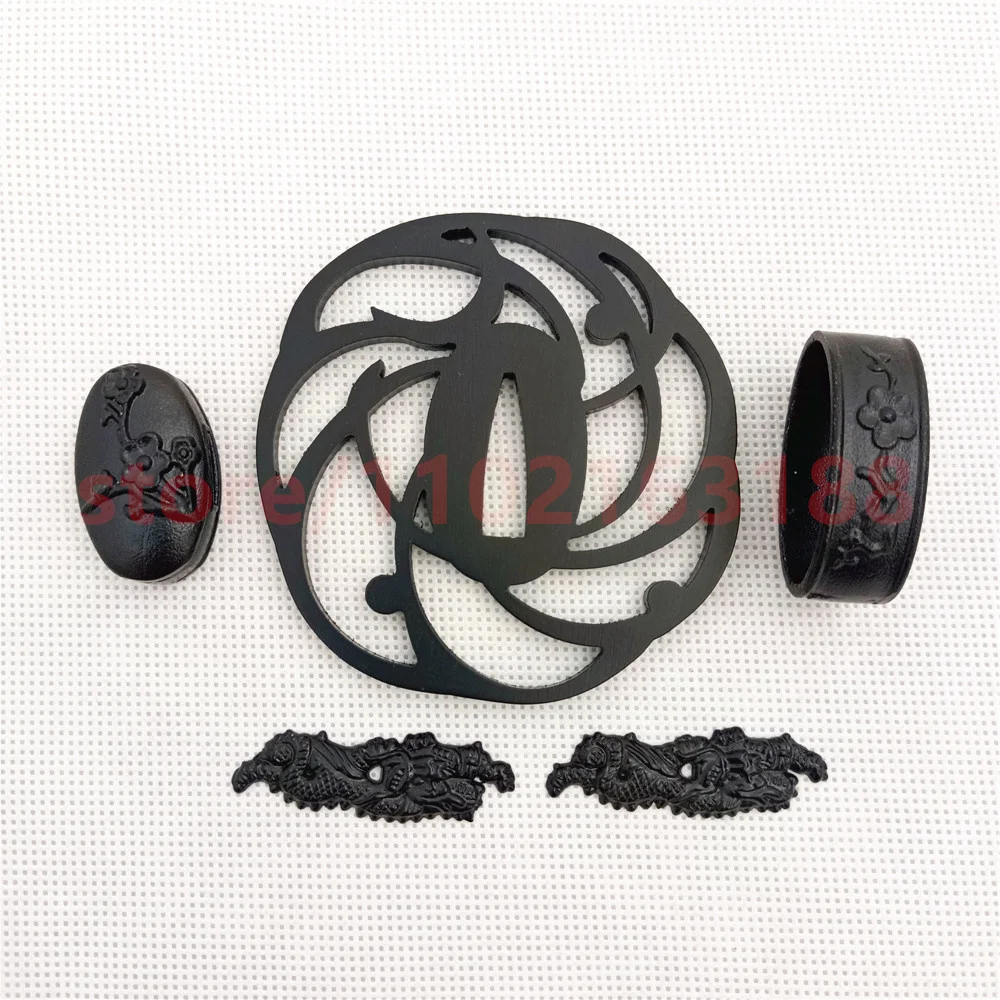 Imagem -02 - Aço Tsuba Handguard para Samurai Japonês Katana Fuchi Kashira Menuki Real Espada Japonesa Acessórios Peças Alta Qualidade