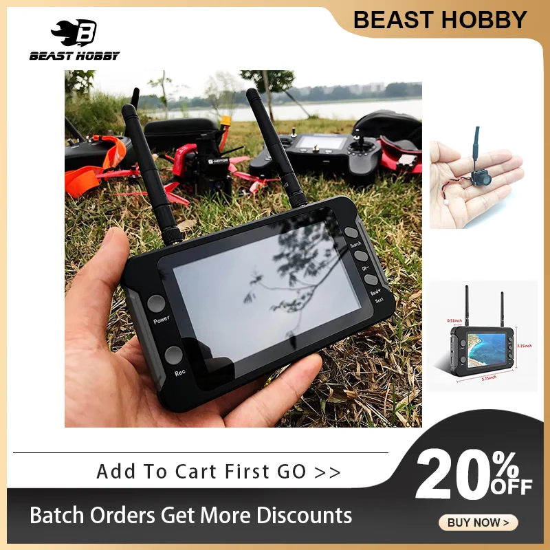 5.8G FPV Monitor with DVR 40CH 4.3 Inch LCD Display 16:9 NTSC/PAL Auto Search Video Recording For RC Multicopter FPV Drone Part