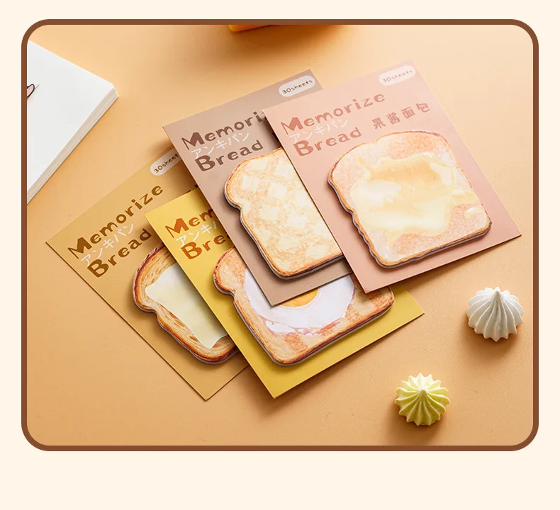 DIY Simulierte Toast Brot Serie Nette Papier Memo Pad Aufkleber Post Haftnotizen Notizblock Schule Bürobedarf Schreibwaren – Detail 11
