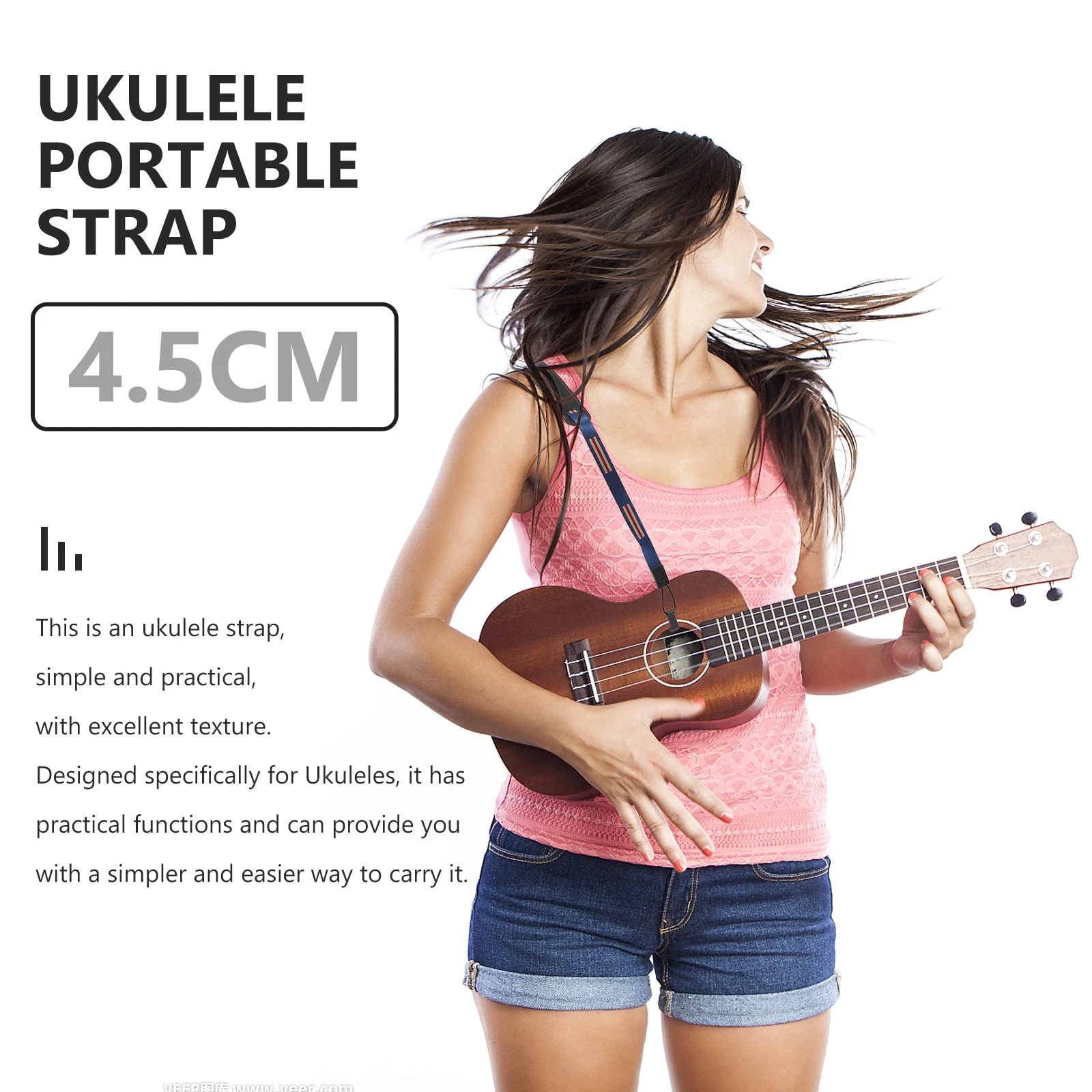 

Portable Adjustable Ukulele Shoulder Strap Brown Durable Belt Practical Instrument Accessory Wear-Resistant Crossbody