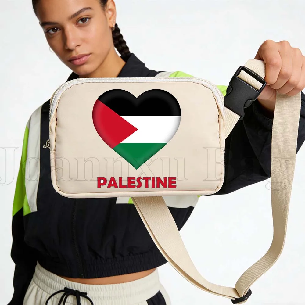 

Palestine Heart Flag Cute Sport Waist Bags Running Belt Waterproof Cycling Wallet Pouch Portable Phone Gym Jogging Fanny Packs
