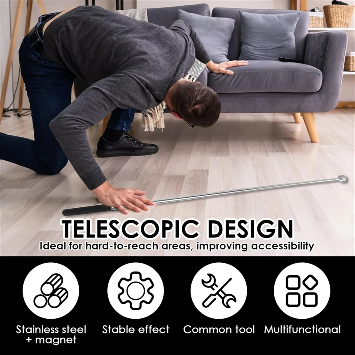

PA-Telescoping Magnetic Pick Up Tool,Extendable Magnet Stick,Magnet Stick for Hard-to-Reach,Sink