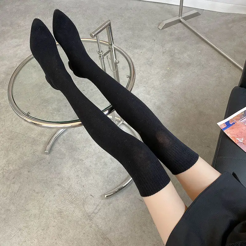 Footwear Sock Thigh High Women\'s Boots Above Over The Knee Shoes for Woman Elastic Middle Heel Waterproof Trend 2024 Gyaru Boot