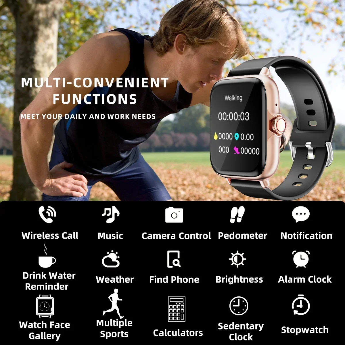 ساعة ذكية مقاومة للماء من Xiaomi مع إجابة للرسائل ومراقبة النوم وتنبيهات معلومات عداد الخطى لهاتف iPhone Android All
