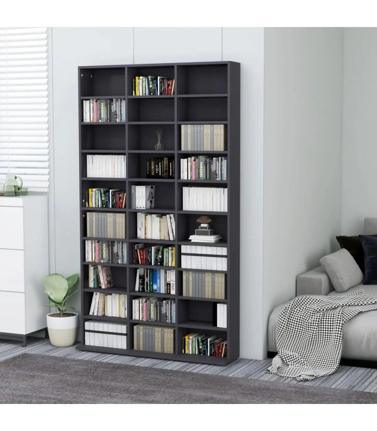 Storage for CD and DVD cabinet for CDs plywood Gray 102x16x177,5 cm