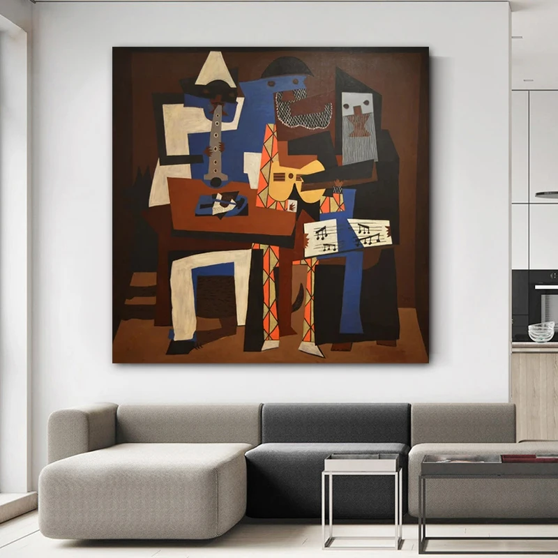 

Picasso Famous Painting Three Musical Men Wall Art Posters and Prints Abstract Canvas Pictures for Living Room Home Decoration
