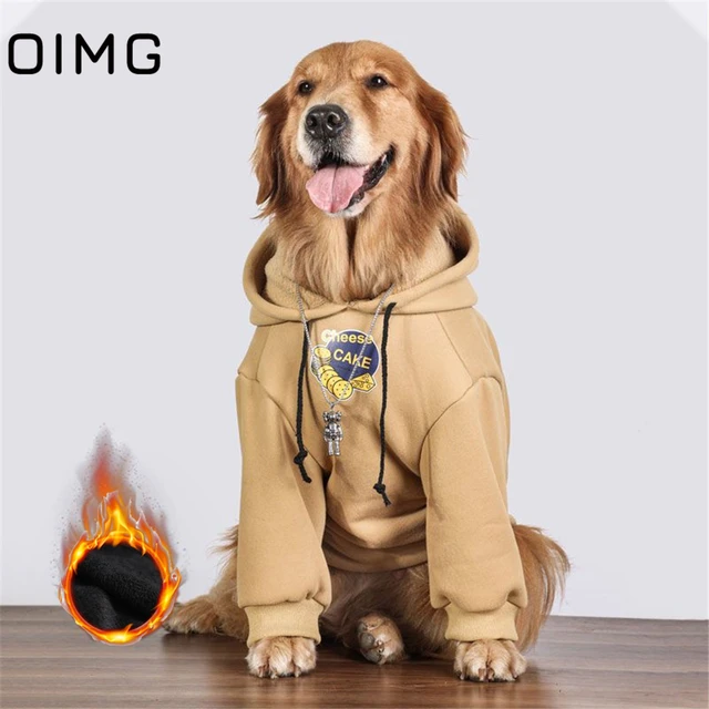 OIMG Winter Warm Big Dog Clothes Cheese Cake Printed Medium Large Dogs Hooded Sweater Golden Retriever Labrador Samoyed Hoodies AliExpress 15
