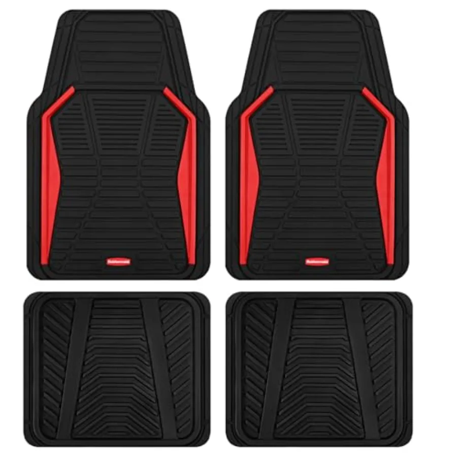 

Car Mat Full Set All-Weather Heavy-Duty 4 Pieces Trim-to-Fit Universal Car Mats Full Set Waterproof Rubber Floor Liners for Mos