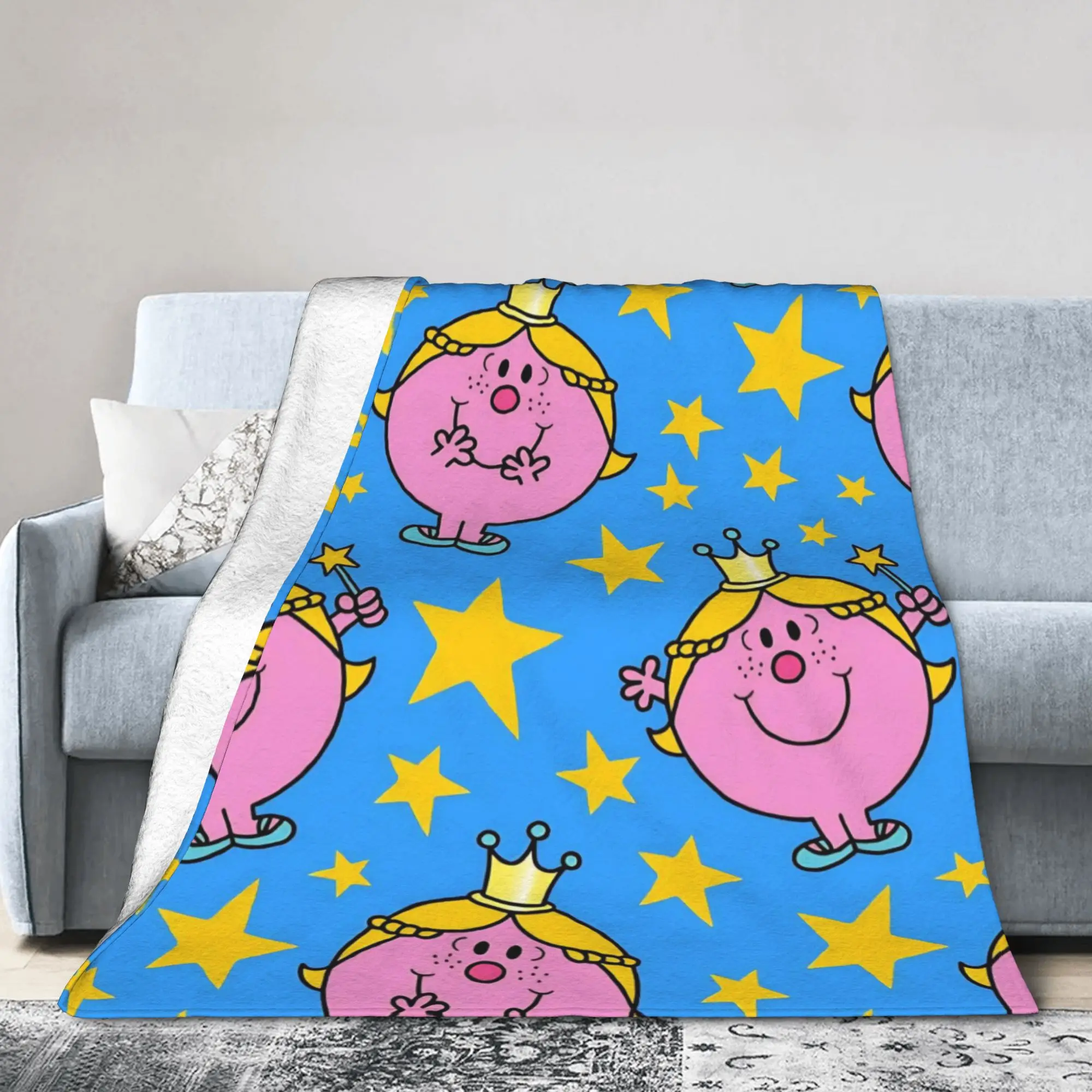 Cute M-Mr M-Men L-Little M-Miss Blankets Cartoon Wool Funny Soft Throw Blanket for Bed Sofa Autumn/Winter,
