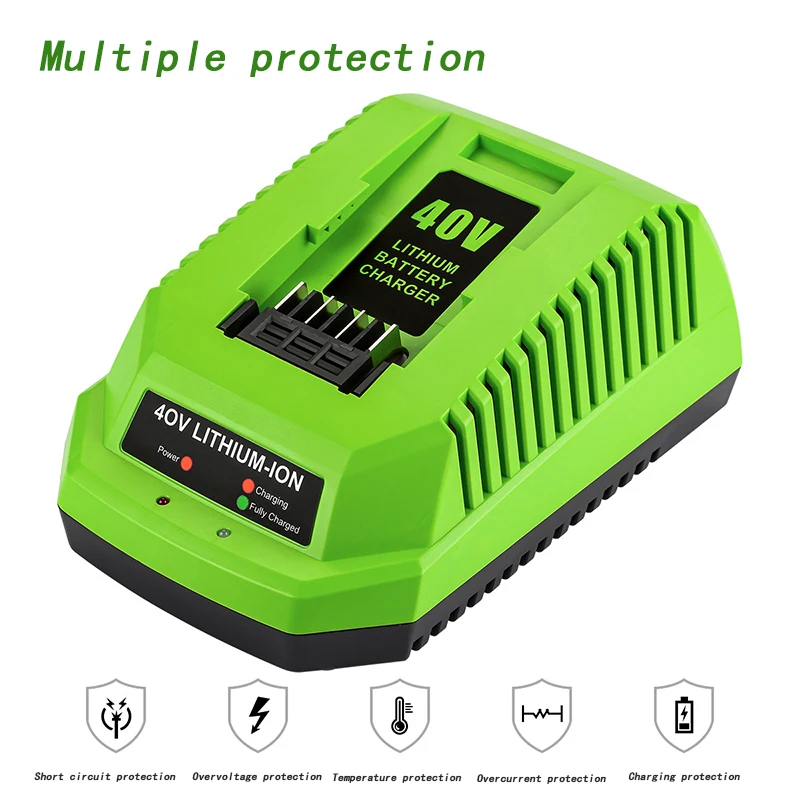 Suitable For Greenworks 40V 50/60HZ 2A Lithium-ion Battery Fast GREEBO Charger Overcurrent Protection Durable A0 Fireproof Shor