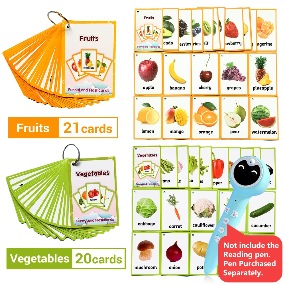 

2 Sets Baby Learning English Word Flash pocket Cards for Children Montessori Educational Toys Memorie Games Kids Table Game