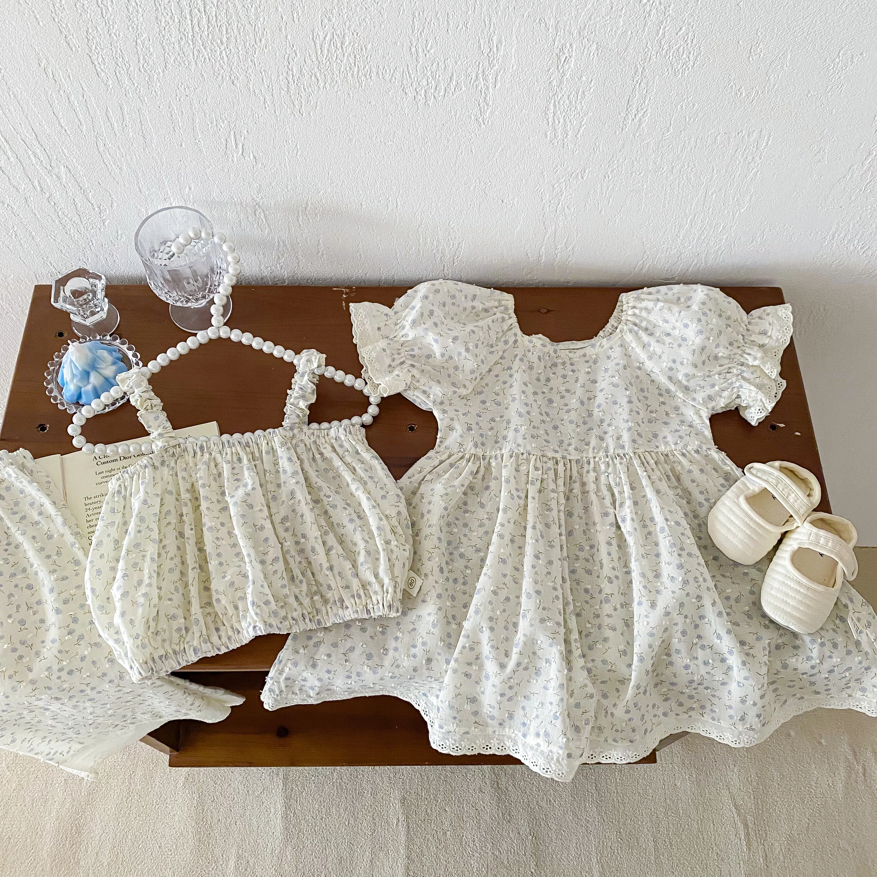 Spring Child Dress Children Girl Korean Version of Cute Floral Pattern Top or Pants or Dress Kid Girl Cute Clothes 1-5 Years Old