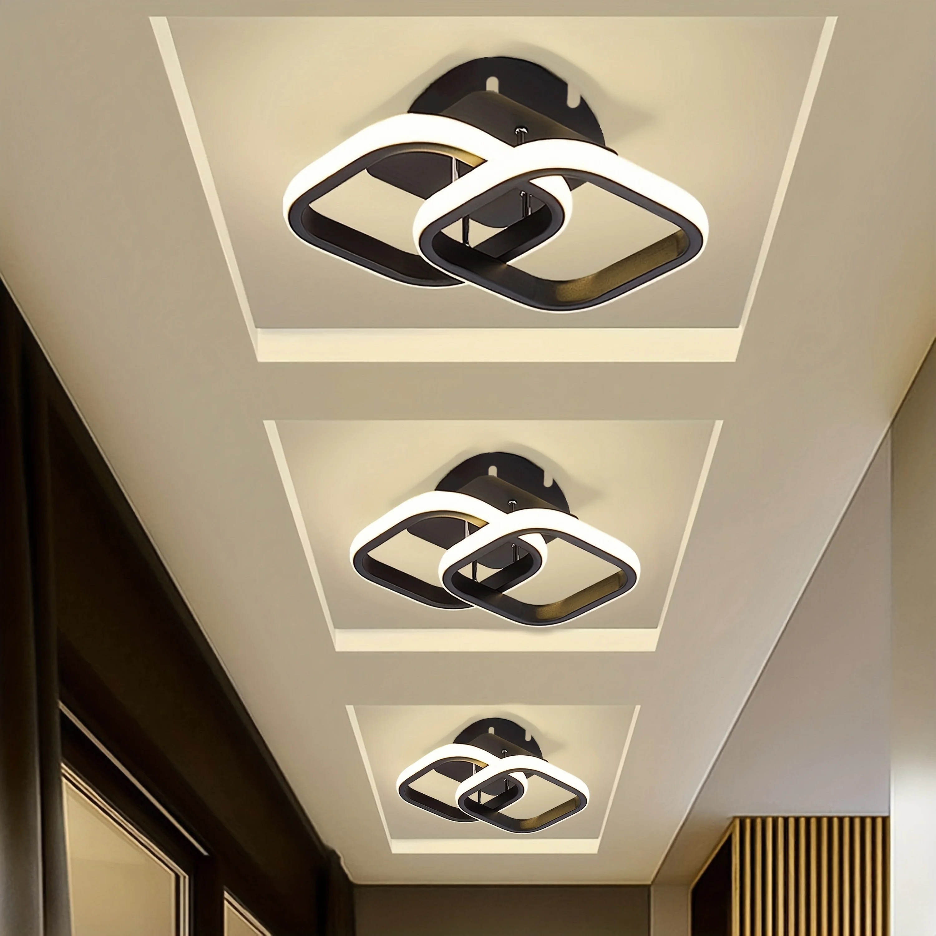 1pc Sleek Black LED Ceiling Light - Modern Energy-Efficient Lighting for Bedroom Bathroom Kitchen Versatile & Easy Installation